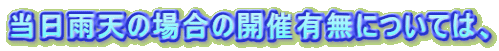 当日雨天の場合の開催有無については、
